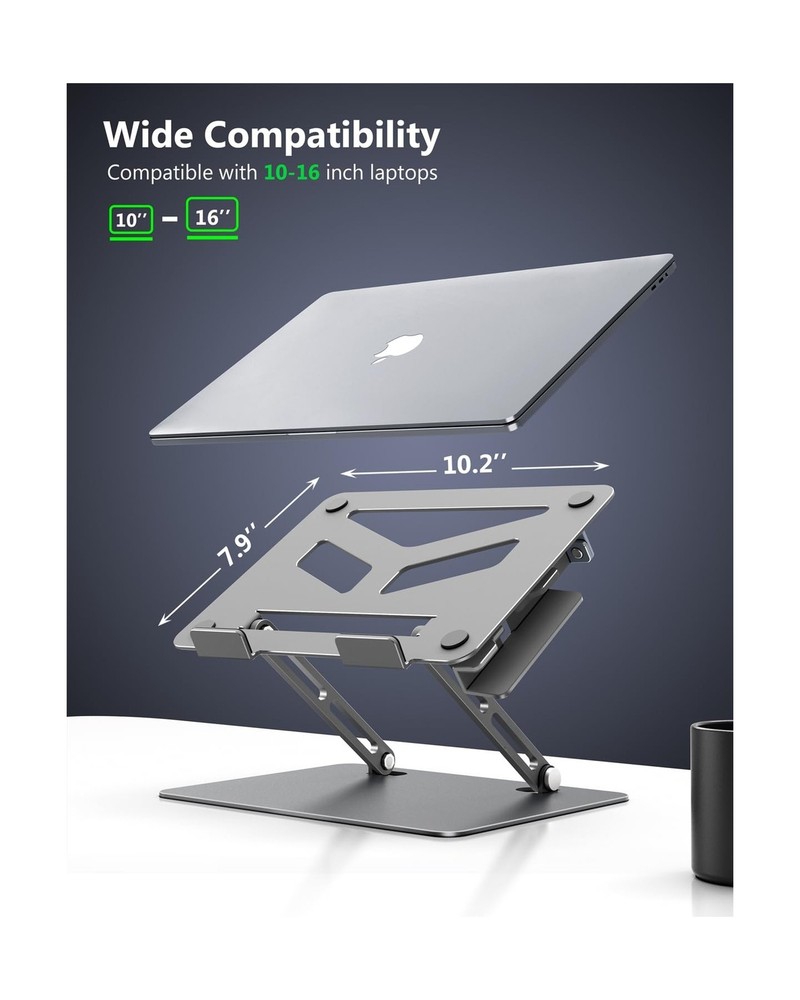 Adjustable Foldable Aluminum Laptop Stand for Desk Ergonomic Computer Riser Adjustable Foldable Aluminum Laptop Stand for Desk Ergonomic Computer Riser