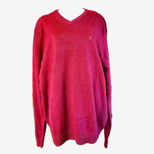 NWT Men's Izod V-Neck Sweater Size XL Red Cotton Blend Classic Preppy Academia