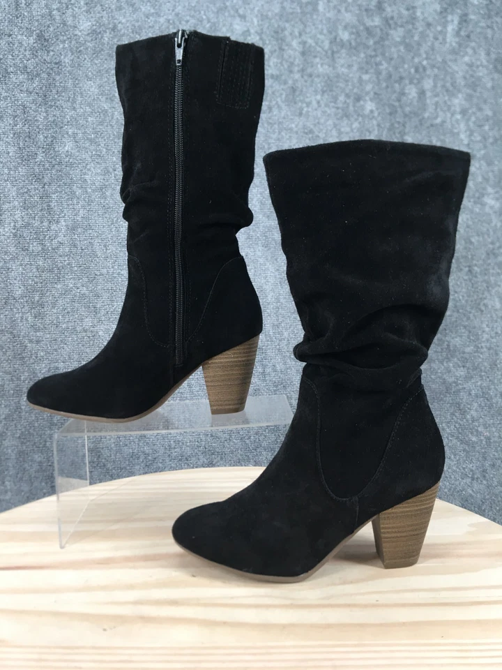 Sonoma ботинки женщин 6,5 М эскиз сутулиться высокий езды черная замша кожаный конус молнии - Изображение 2 из 4