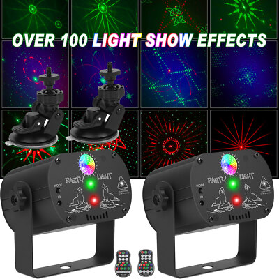 2x 480Muster Laser Discolicht Partylicht USB Kabel RGB DJ Projektor Bühnenlicht