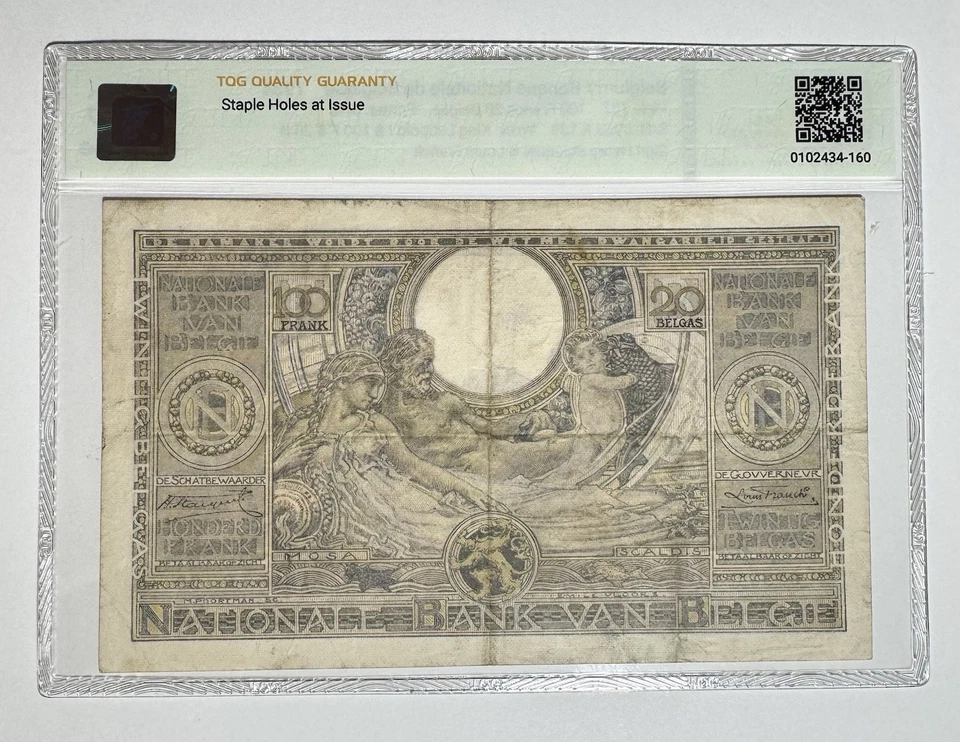Belgium 100 Francs - 20 Belgas 1943 Banknote - Image 2 of 2