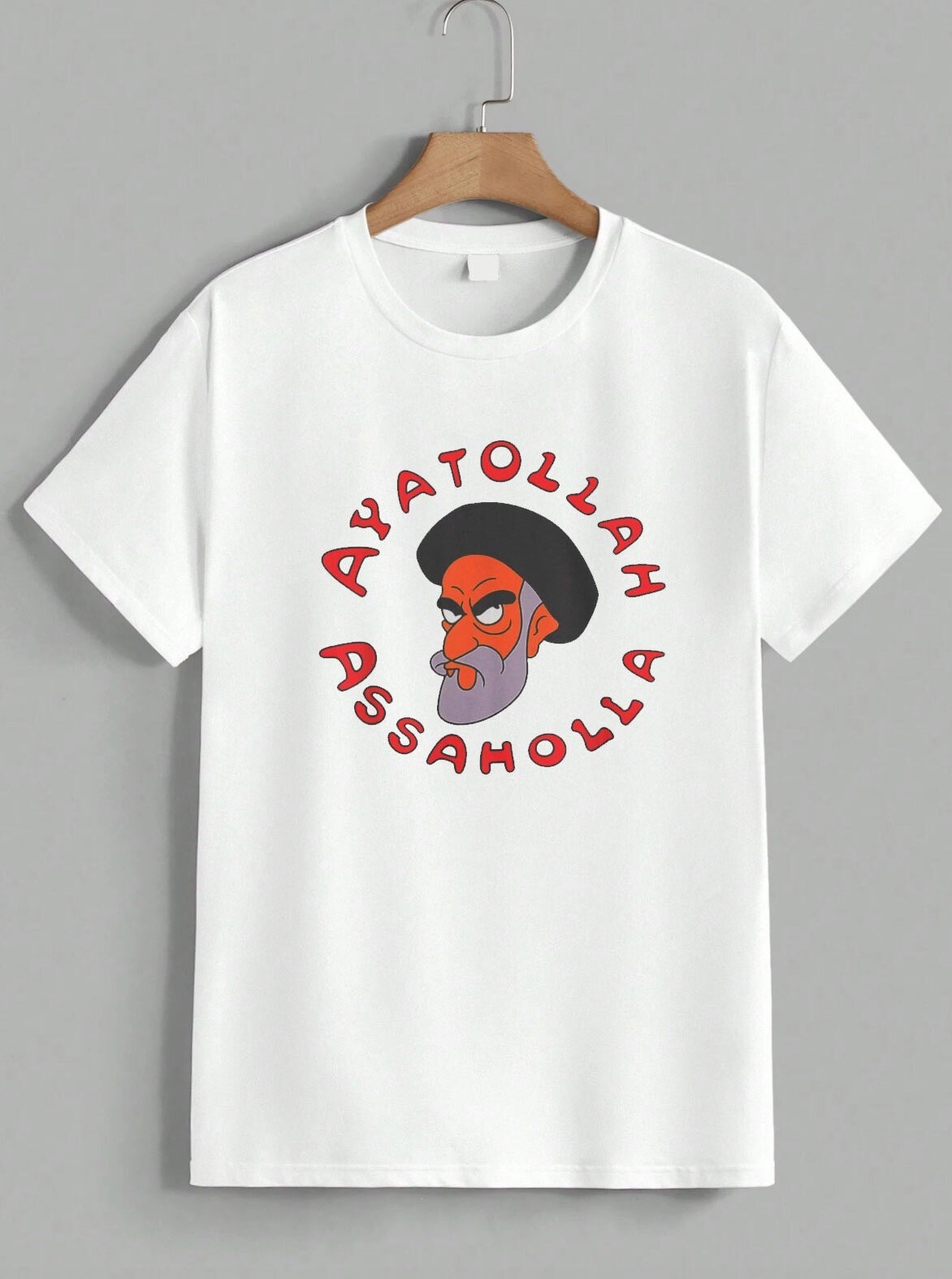 Ayatollah Assaholla Iran T-Shirt Funny Political Graphic Tee Humor Shirt Unisex