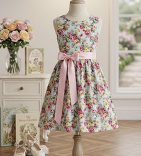 Girls Size 8 Floral Fit & Flare Knee Dress Sl...