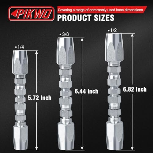 3Pcs Hydraulic Hose Field Repair Kit,1/4", 3/8", 1/4" (1), 3/8" (1), 1/2" (1)