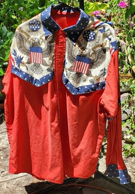 Handmade American Flag Theme Patriotic Elvis Impersonator Shirt 2x-3x