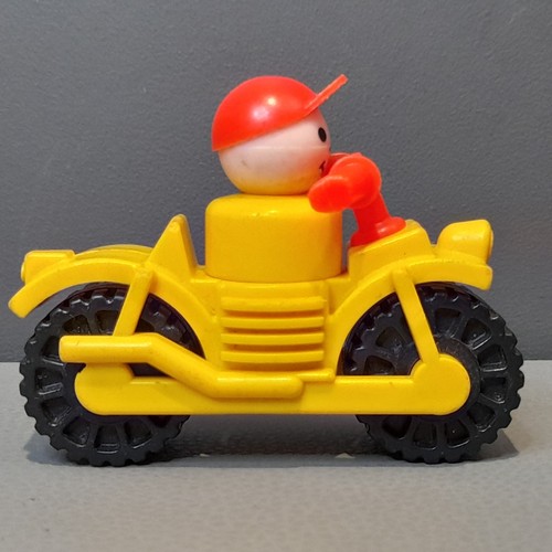 Vintage Fisher Price Little People gelber Junge orange Mütze Motorrad 70er Jahre Spielzeug - Bild 7 von 11