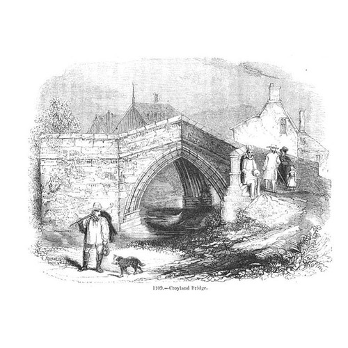 CROYLAND Lincolnshire The Bridge - Antique Print 1845