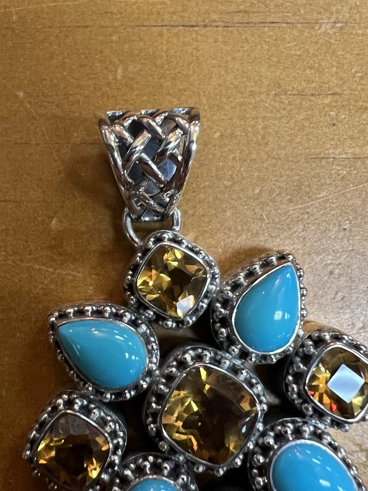 Colgante Lori Bonn plata de ley turquesa citrino Foto 3 de 4