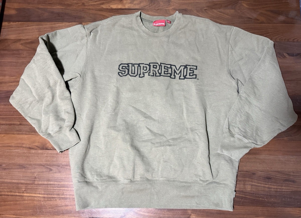Supreme Shattered Logo Crewneck Sweatshirt Light Olive Size XL