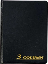 Adams Account Book, 7 x 9.25 Inches, Black, 3-Columns, 80 Pages 1 PACK, Black