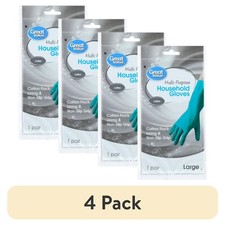 4 pack Latex Multipurpose Reusable Household Gloves, , Teal Color,