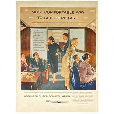 1956 Lockheed Super Constellation Airliner  Vintage Print Ad
