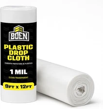 9X12 Clear Plastic Drop Cloth – 1 Mil Heavy-Duty Painters Plastic Sheeting Roll
