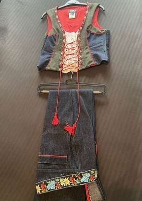 Dolce & Gabbana Vintage Dirndl Outfit Set Jeans And Boustier Vest Italy Size 42