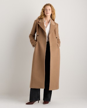 Quince Women Wool Cashmere Tailored Long Coat Brown XS