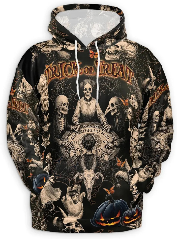 Vintage Skull Halloween All Over Graphic Unisex 3D Hoodie