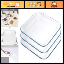 Clear Square Tempered Glass Plates Set of 3 - 7 Inch Salad Dessert Dishes