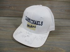 Vintage Carmichaels Mikes Hat Cap Snap Back White Sports High School 90s