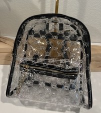 Bebe Clear Backpack Purse Black Trim Gold Har...