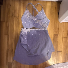 Women s medium purple Rhinestone Embellished Dance Costume Set Two-Piece