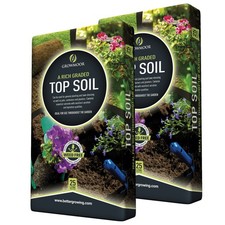2 Bags of 25L Bag of Garden Top Soil Rich Graded Organic Planting Lawn Weed Free