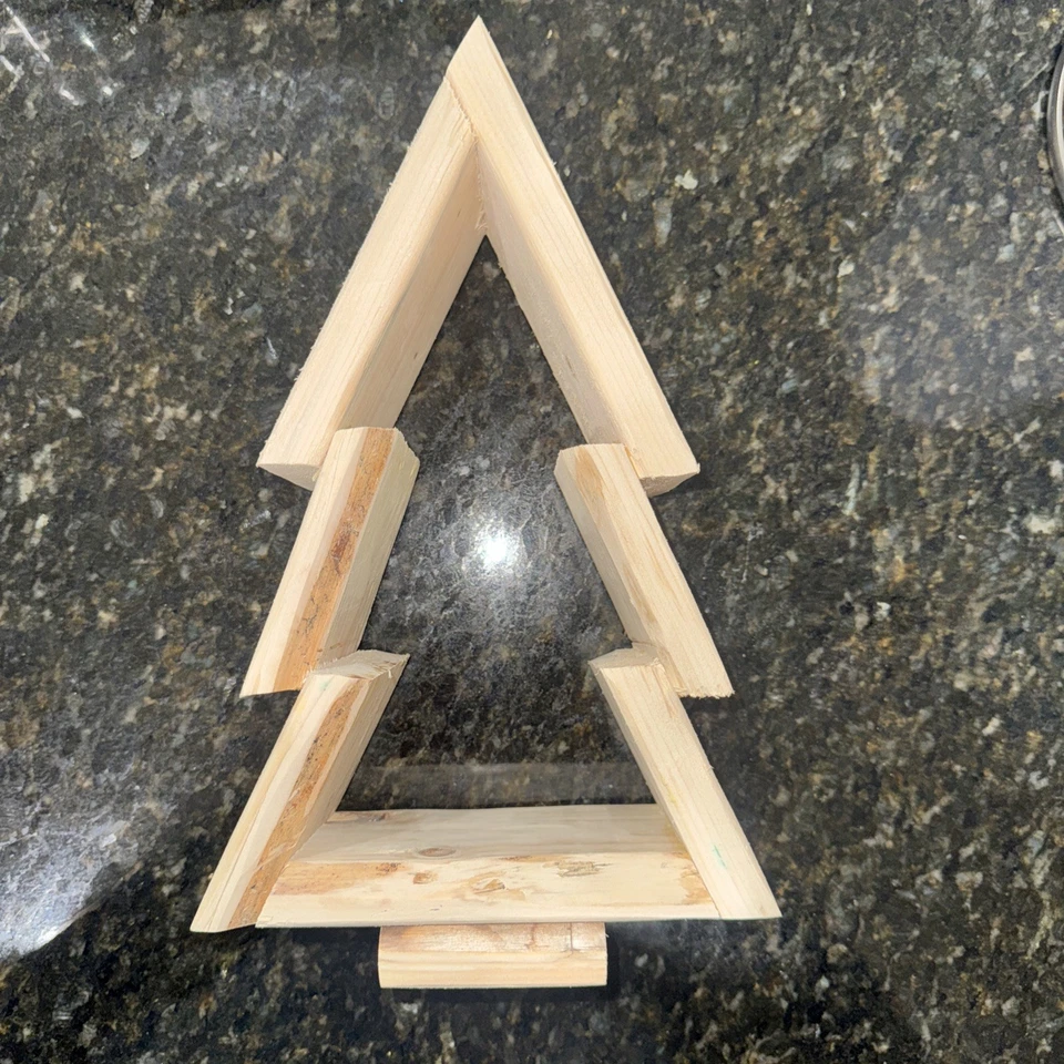 Handmade Wooden Christmas Tree Tabletop Holiday Decorative Tree - Image 2 of 3