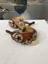 Spurs w Sheriff star on strap, suit of cards on iron roper spurs, Col. Kalan col