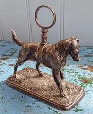 Antica statuina di cane con piatto in argento (porta condimenti) Vittoriano.