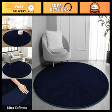 Navy Round Memory Foam Area Rug - 4x4