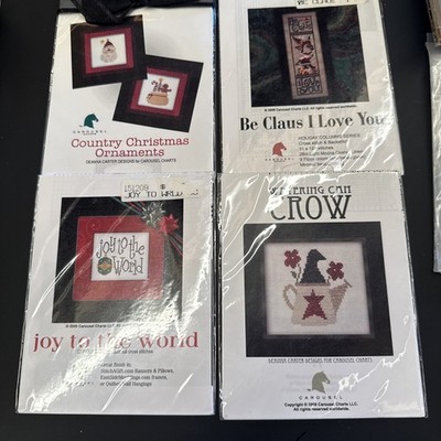 4 Carousel Charts Cross Stitch Patterns Christmas & Crow Retired Hard To Find