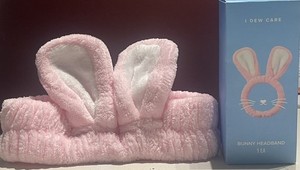 I Dew Care: Pink & White Velour Bunny Headband - New In The Box