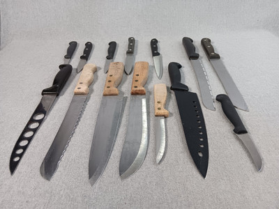 Lot of 14 Chef's Kitchen Knives Tedron Swords Kingswood Paring Filet Fruit Bread