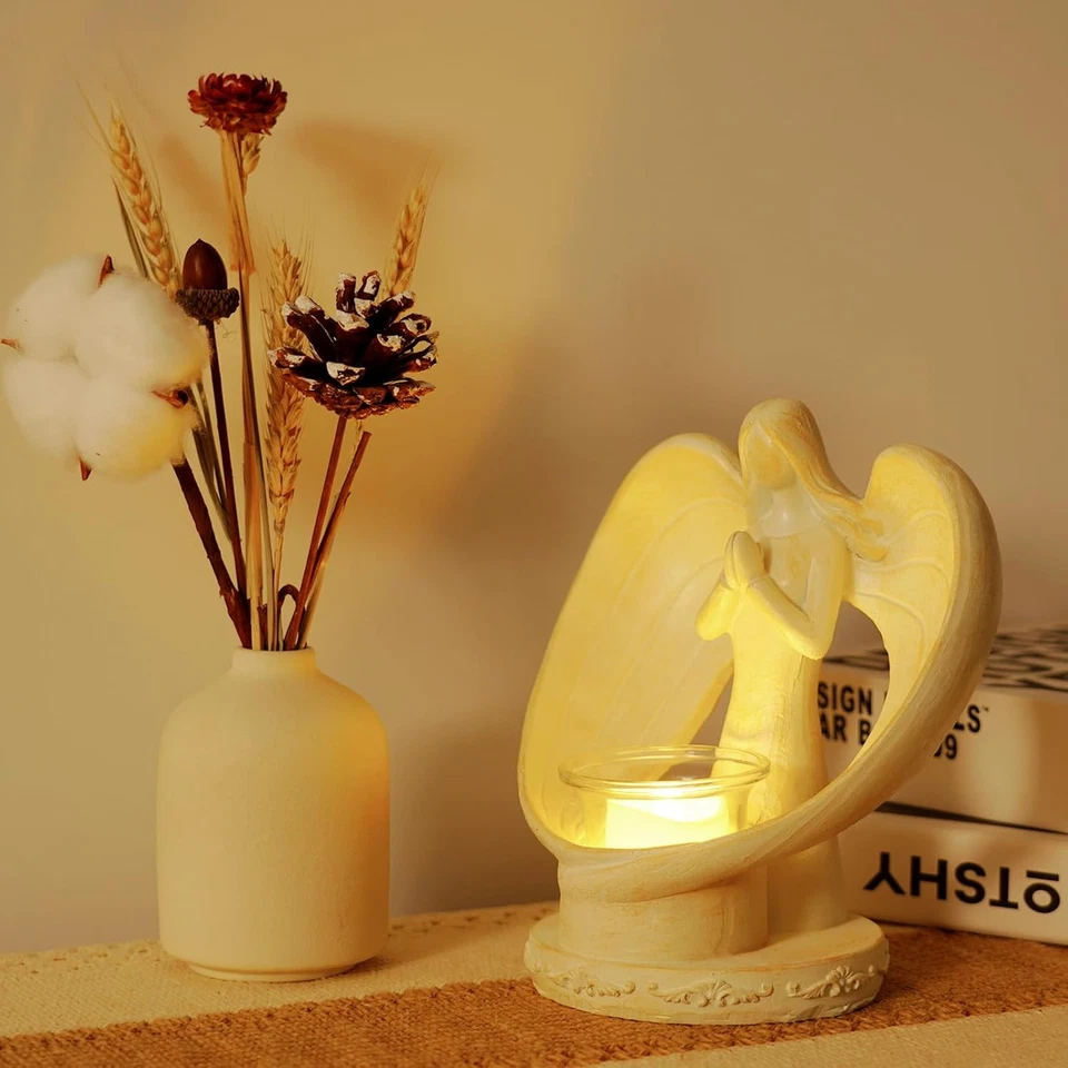 Ángel Regalos Oración Simpatía Candelabro Estatua Parpadeante LED Luces de Té Único Foto 2 de 4