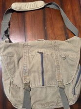 L.L.Bean Canvas Messenger Bag Shoulder Laptop Travel Crossbody Khaki