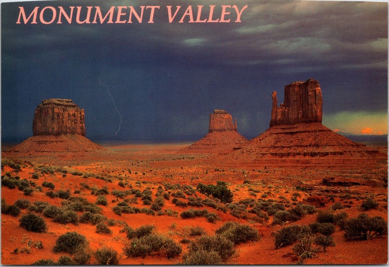 Monument Valley AZ Lightning Postcard Navajo Tribal Park Arizona Desert