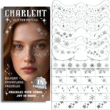 CHARLENT Glitter Snowflake Freckles Face Tattoos - 18 Sheets Silver