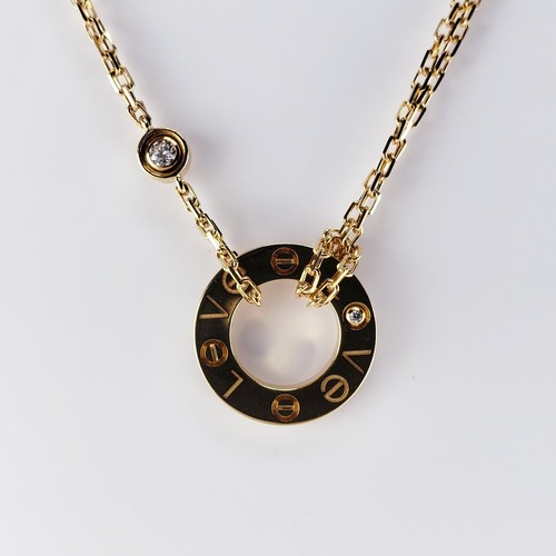 Cartier Love Pendant Necklace with 2 Diamonds in 18k Yellow Gold