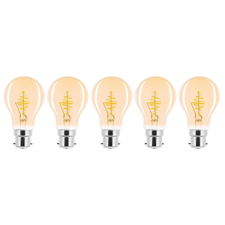 XQ-LITE 5 X LED Spirale Filament Ampoules Forme De Poire 2,5W B22 Or A60 Extra Chaud