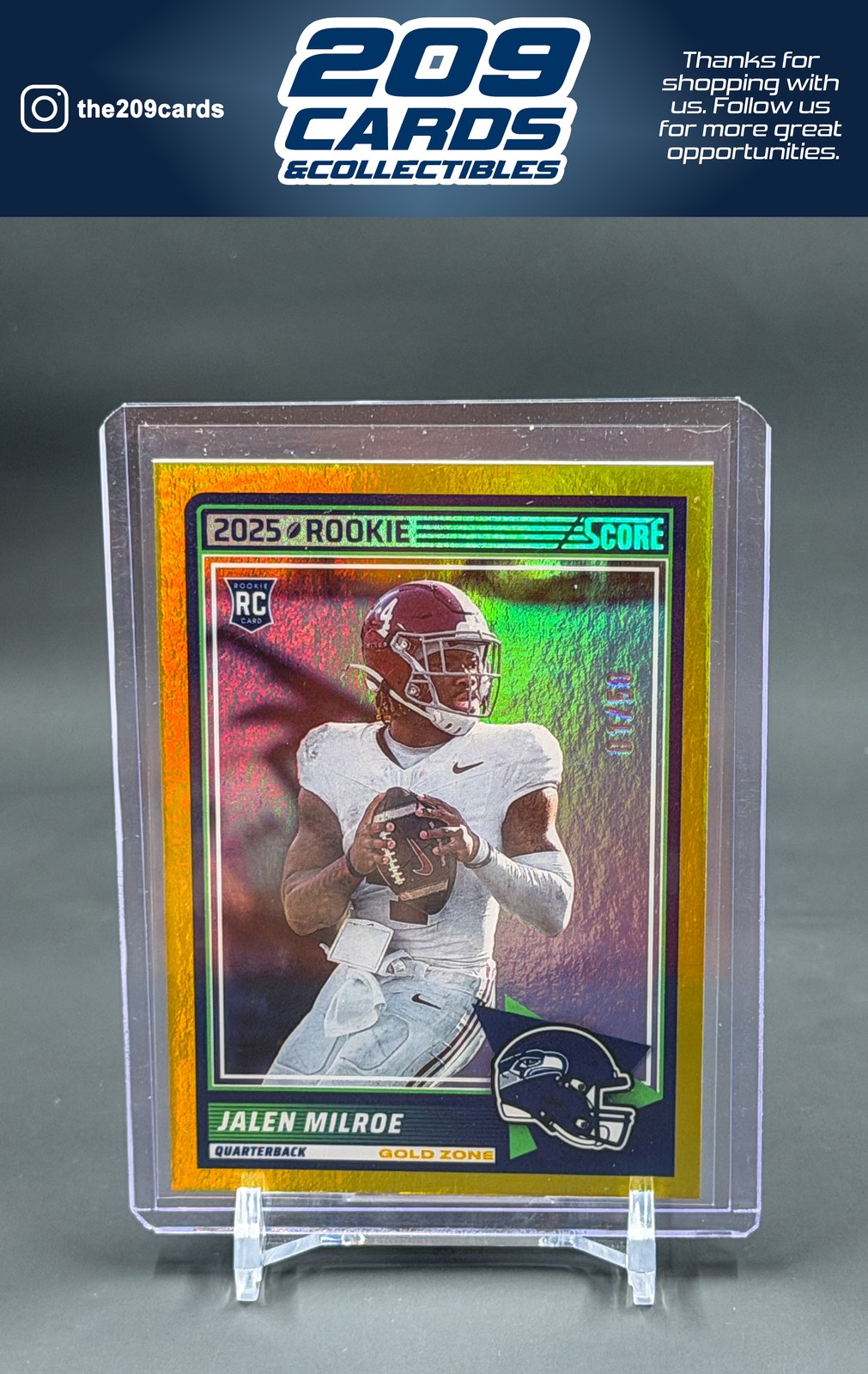 2025 Score #29 Jalen Milroe Gold Zone #/50 Seattle Seahawks
