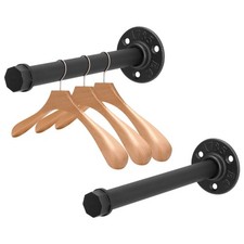 2 Pcs 8 Inch Industrial Pipe Clothes Rack DIY Wall Mounted, Heavy Duty Rustic...