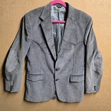 Vintage 70s Levi's Western Wear Corduroy Sport Coat Jacket Gray Mens 42L Cowboy