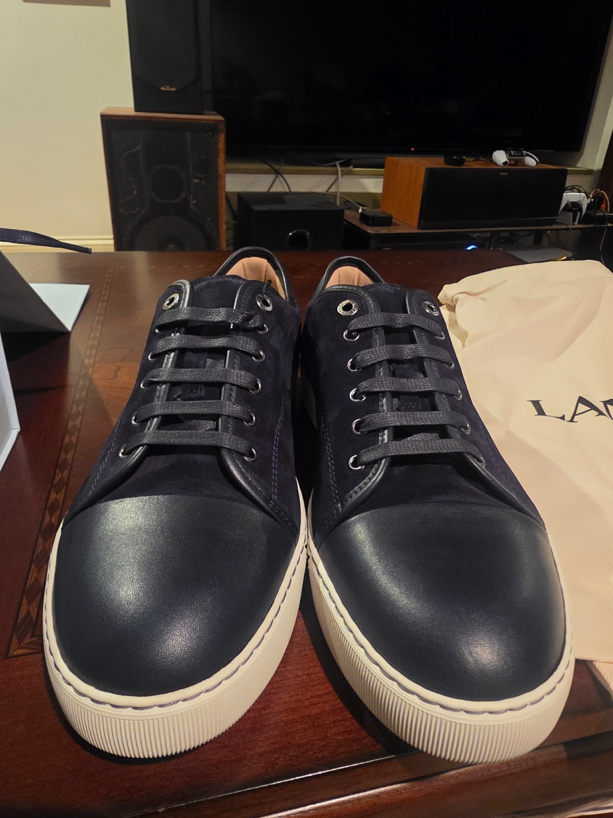 Lanvin DBB1 Blue Suede/Nappa Leather Cap Toe UK 10 image 4