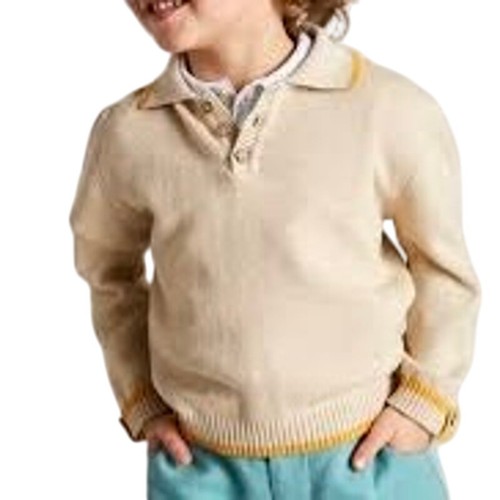 Pepa London Boys Preppy Oatmeal Cotton Pullover Collared Sweater Size Medium - Picture 2 of 13