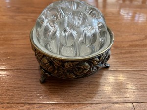 Vintage EL De Uberti Flower Frog Repousse Silverplate Rose Design Made in Italy