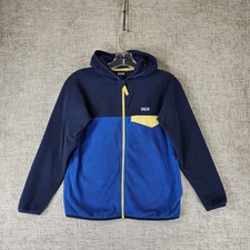 Patagonia Synchilla Jacket Boys Medium 10 Blue Navy Fleece Hooded Full Zip