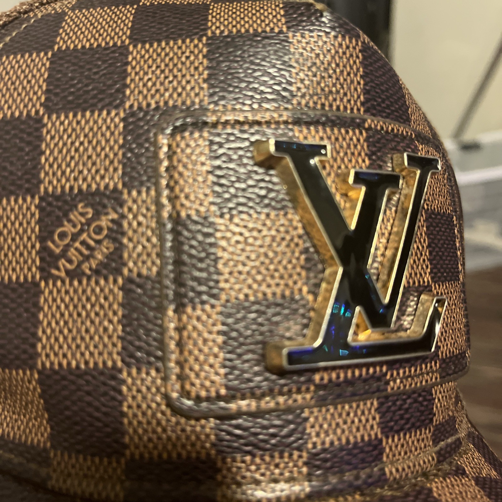 Louis Vuitton Brown/Black Check Logo Mesh Back Adjustable Cap image 5