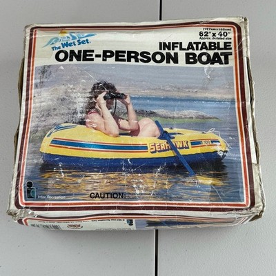 Vintage The Wet Set Intex Seahawk 1984 Inflatable 1 Person Vinyl Boat 62x40