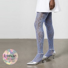 fishnet tights UK 8/10/12/14 premium floral lace blue lavender