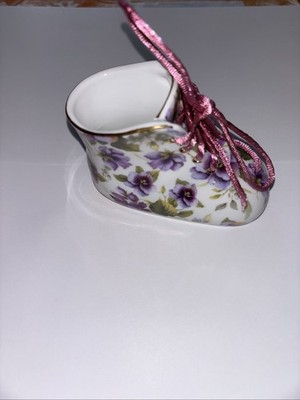 Nantucket Home Vintage Collectible Porcelain Purple Floral Pattern Shoe