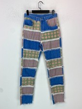 Ragged Jeans Blue Patchwork Check Jeans High Rise Straight Frayed 28 - UK 10